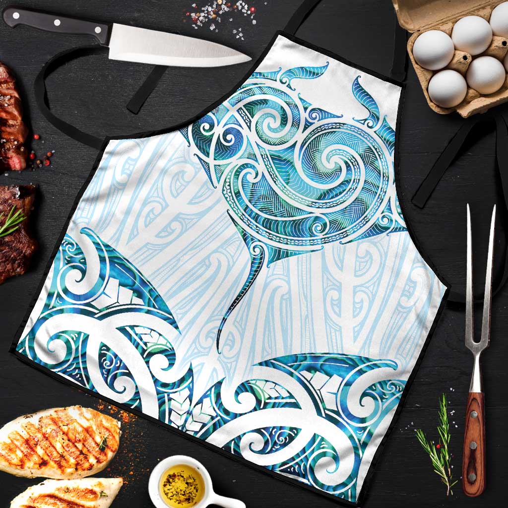 New Zealand Manta Ray Tattoo Apron Aotearoa Maori Haehae Paua Shell - Polynesian Pride