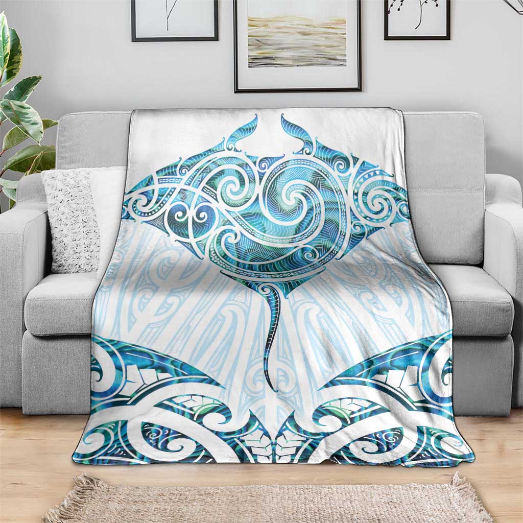 New Zealand Manta Ray Tattoo Blanket Aotearoa Maori Haehae Paua Shell - Polynesian Pride
