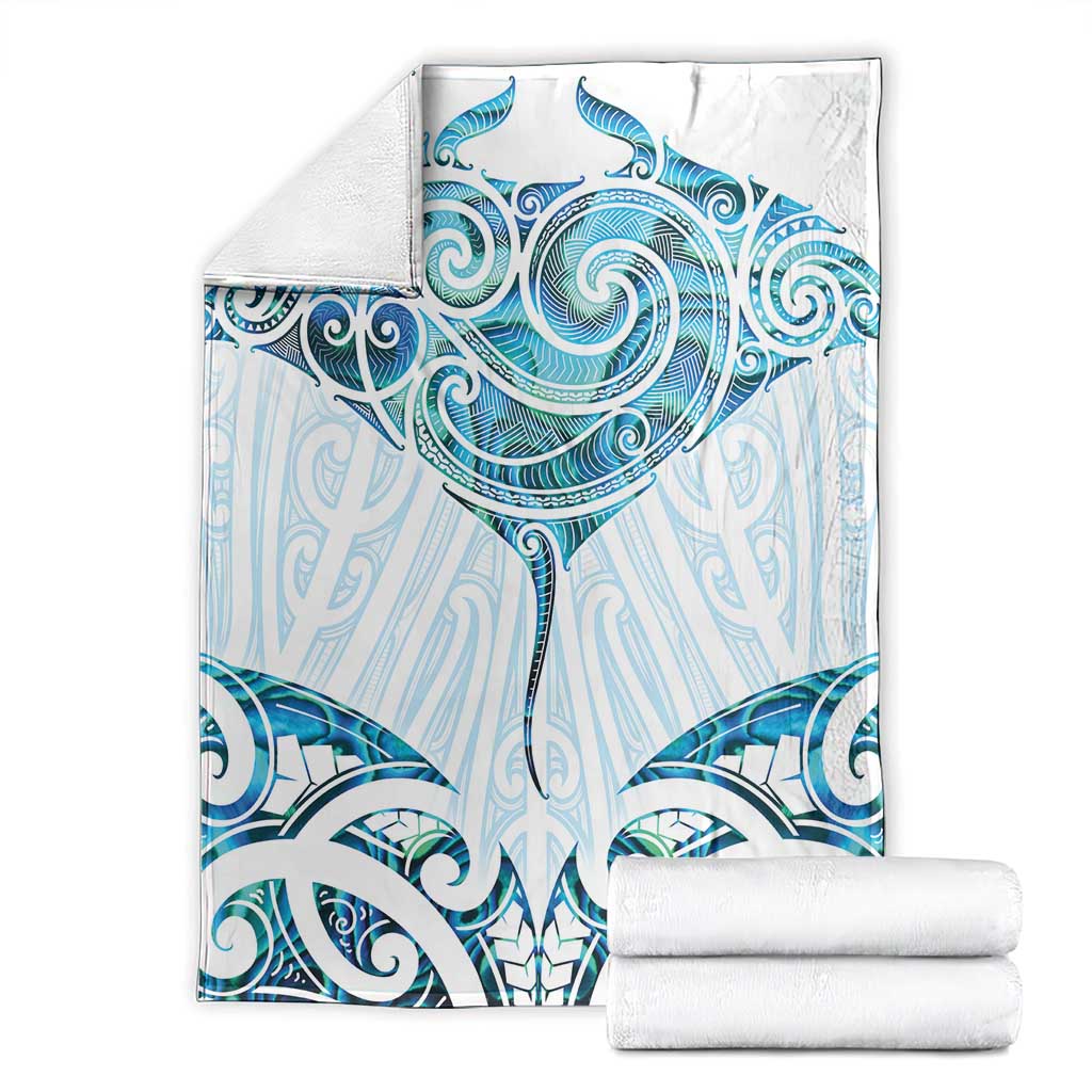 New Zealand Manta Ray Tattoo Blanket Aotearoa Maori Haehae Paua Shell - Polynesian Pride