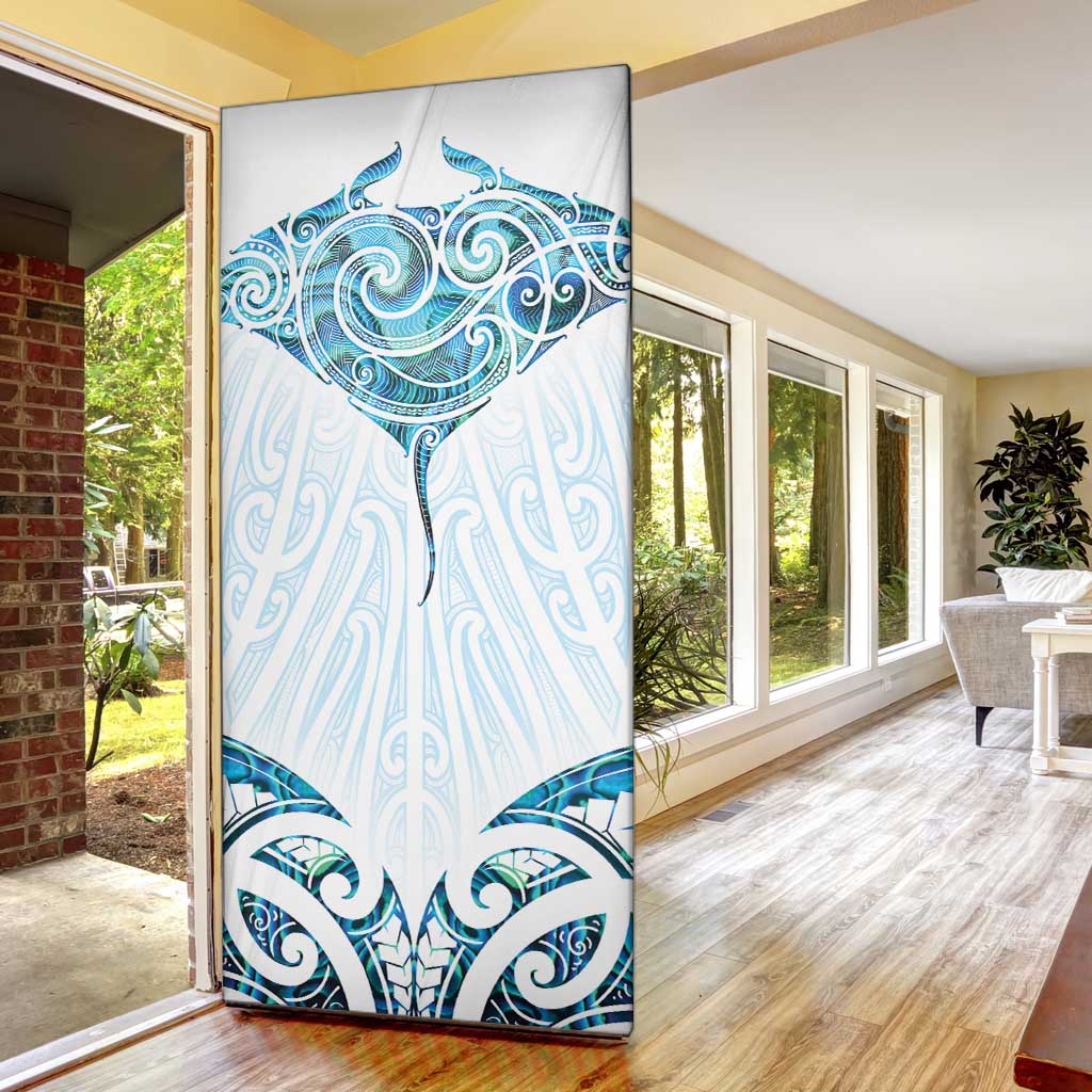 New Zealand Manta Ray Tattoo Door Cover Aotearoa Maori Haehae Paua Shell - Polynesian Pride