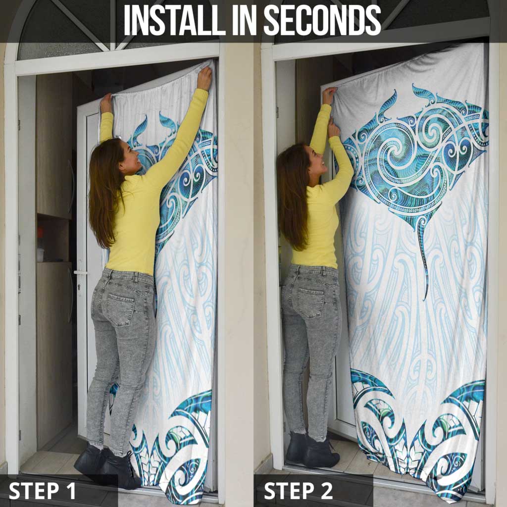 New Zealand Manta Ray Tattoo Door Cover Aotearoa Maori Haehae Paua Shell - Polynesian Pride