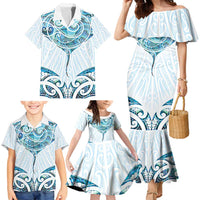 New Zealand Manta Ray Tattoo Family Matching Mermaid Dress and Hawaiian Shirt Aotearoa Maori Haehae Paua Shell - Polynesian Pride
