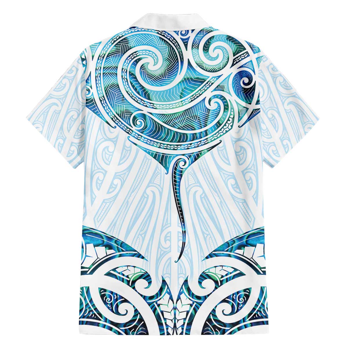 New Zealand Manta Ray Tattoo Family Matching Off The Shoulder Long Sleeve Dress and Hawaiian Shirt Aotearoa Maori Haehae Paua Shell - Polynesian Pride
