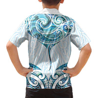 New Zealand Manta Ray Tattoo Family Matching Puletasi and Hawaiian Shirt Aotearoa Maori Haehae Paua Shell - Polynesian Pride