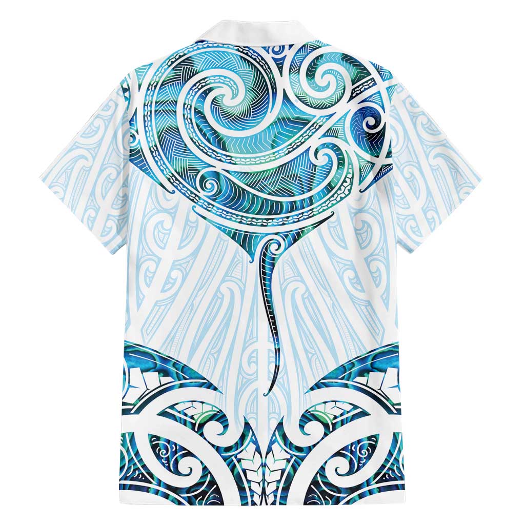 New Zealand Manta Ray Tattoo Family Matching Short Sleeve Bodycon Dress and Hawaiian Shirt Aotearoa Maori Haehae Paua Shell - Polynesian Pride