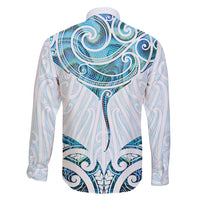 New Zealand Manta Ray Tattoo Family Matching Short Sleeve Bodycon Dress and Hawaiian Shirt Aotearoa Maori Haehae Paua Shell - Polynesian Pride