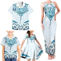 New Zealand Manta Ray Tattoo Family Matching Tank Maxi Dress and Hawaiian Shirt Aotearoa Maori Haehae Paua Shell - Polynesian Pride