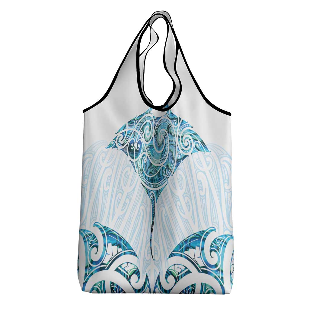 New Zealand Manta Ray Tattoo Grocery Bag Aotearoa Maori Haehae Paua Shell LT14 - Polynesian Pride