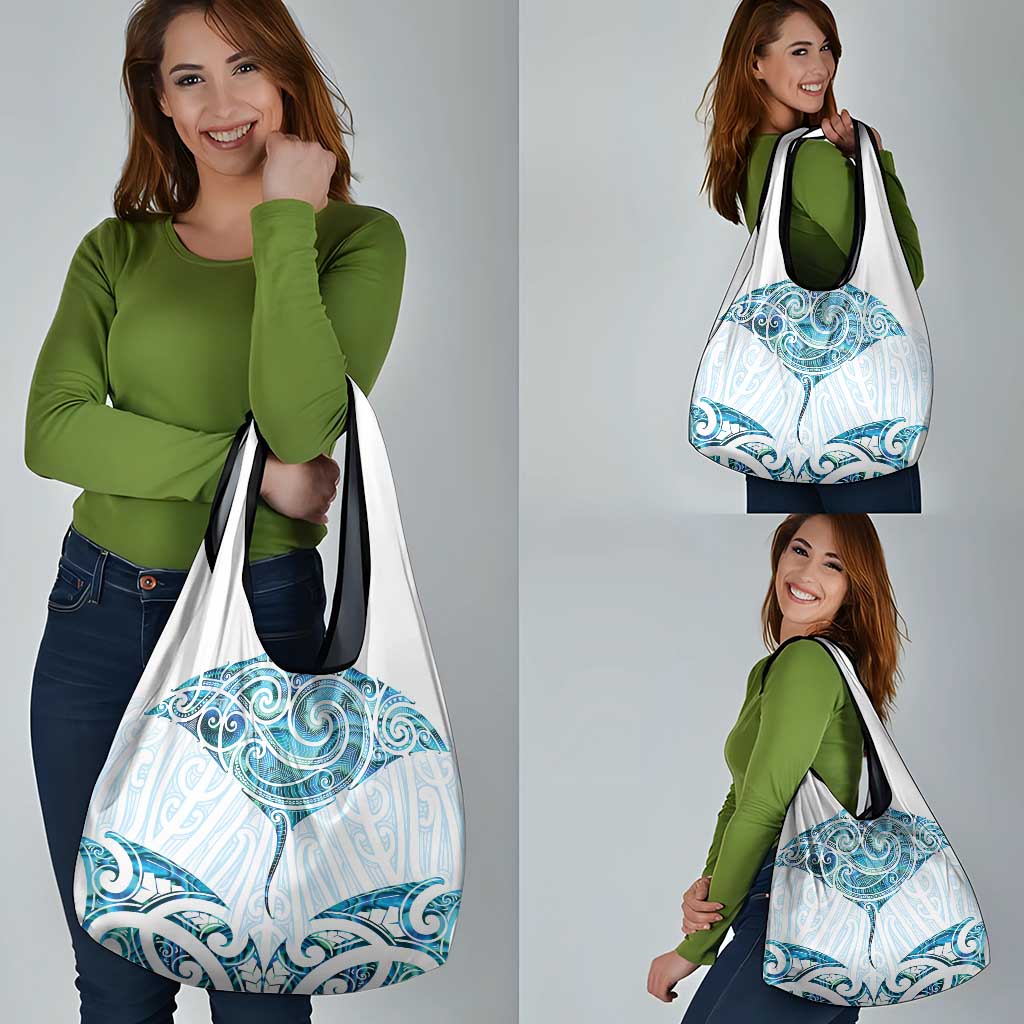 New Zealand Manta Ray Tattoo Grocery Bag Aotearoa Maori Haehae Paua Shell LT14 - Polynesian Pride