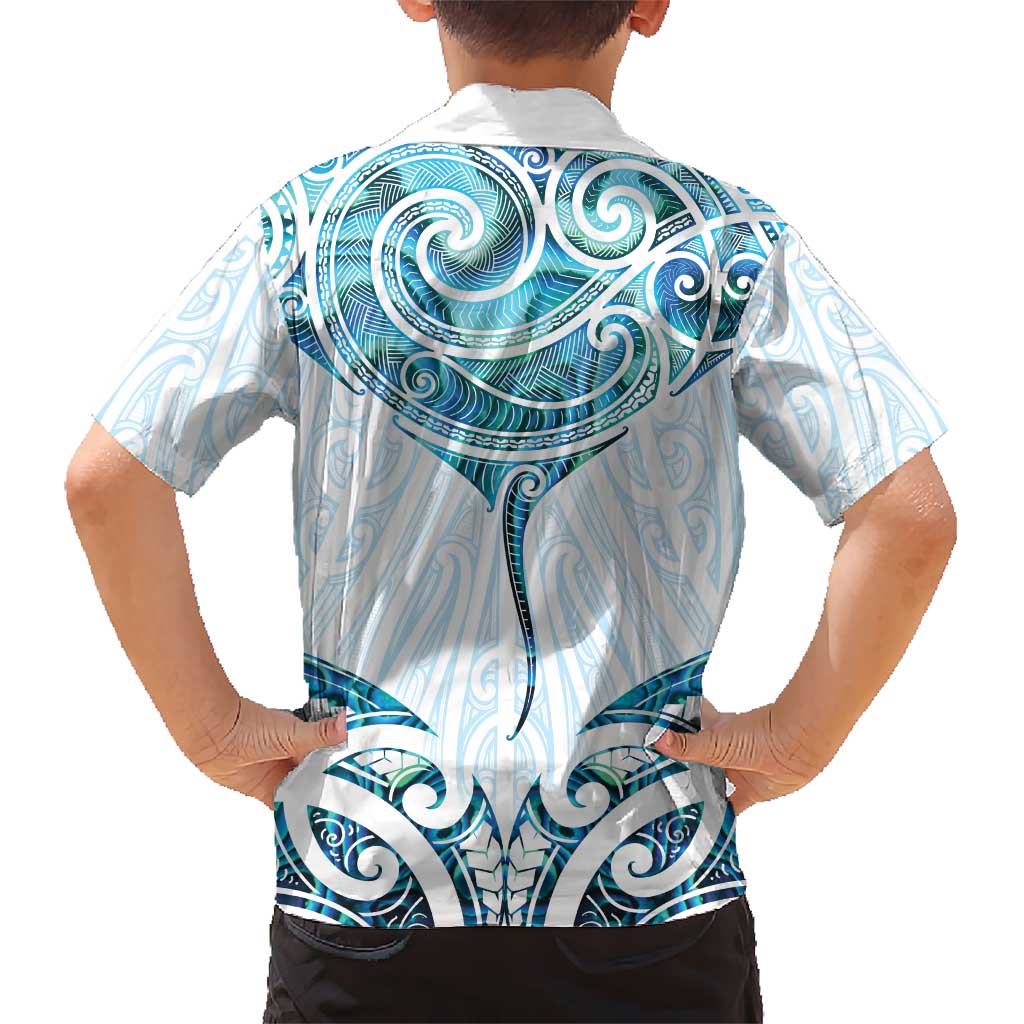 New Zealand Manta Ray Tattoo Hawaiian Shirt Aotearoa Maori Haehae Paua Shell LT14 - Polynesian Pride