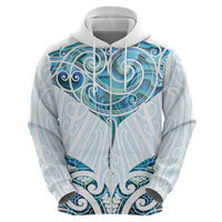 New Zealand Manta Ray Tattoo Hoodie Aotearoa Maori Haehae Paua Shell - Polynesian Pride