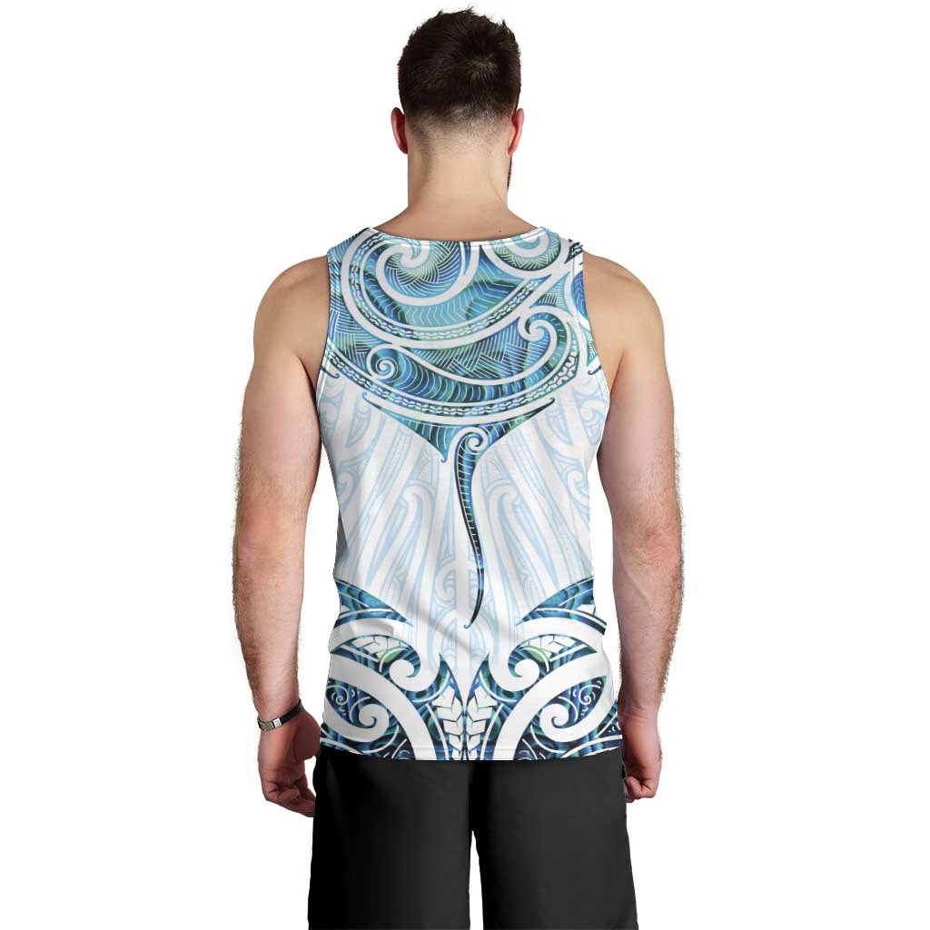 New Zealand Manta Ray Tattoo Men Tank Top Aotearoa Maori Haehae Paua Shell LT14 - Polynesian Pride