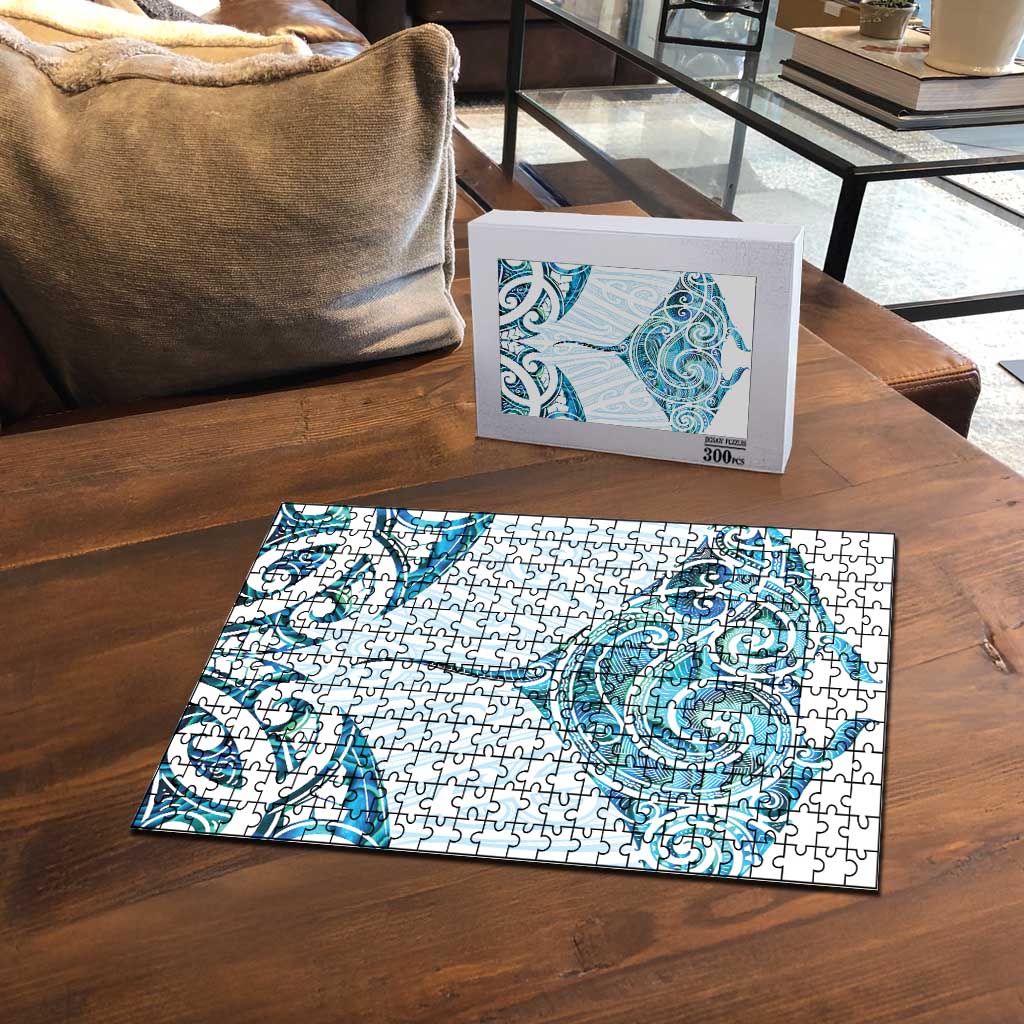 New Zealand Manta Ray Tattoo Puzzle Aotearoa Maori Haehae Paua Shell - Polynesian Pride