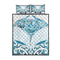 New Zealand Manta Ray Tattoo Quilt Bed Set Aotearoa Maori Haehae Paua Shell - Polynesian Pride