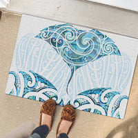 New Zealand Manta Ray Tattoo Rubber Doormat Aotearoa Maori Haehae Paua Shell LT14 - Polynesian Pride