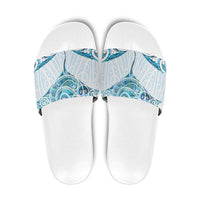 New Zealand Manta Ray Tattoo Slide Sandals Aotearoa Maori Haehae Paua Shell - Polynesian Pride