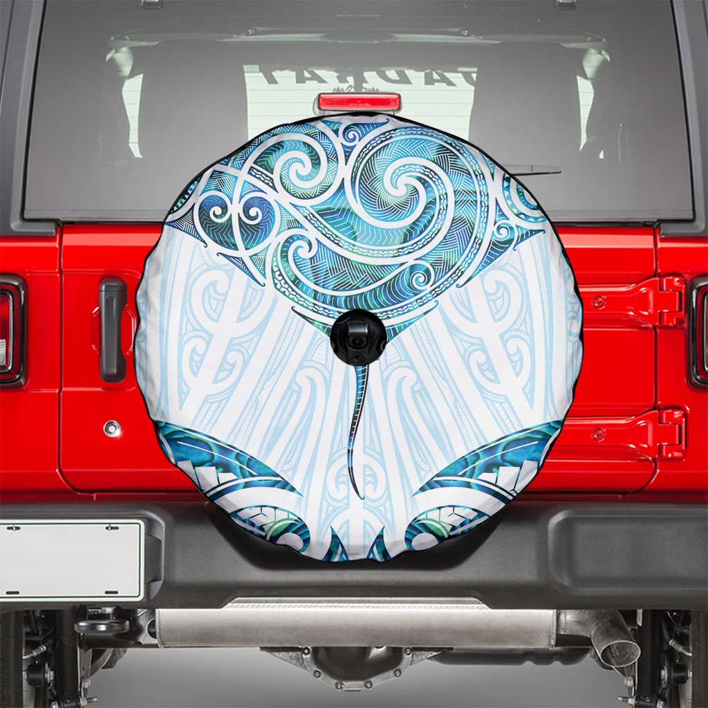 New Zealand Manta Ray Tattoo Spare Tire Cover Aotearoa Maori Haehae Paua Shell - Polynesian Pride