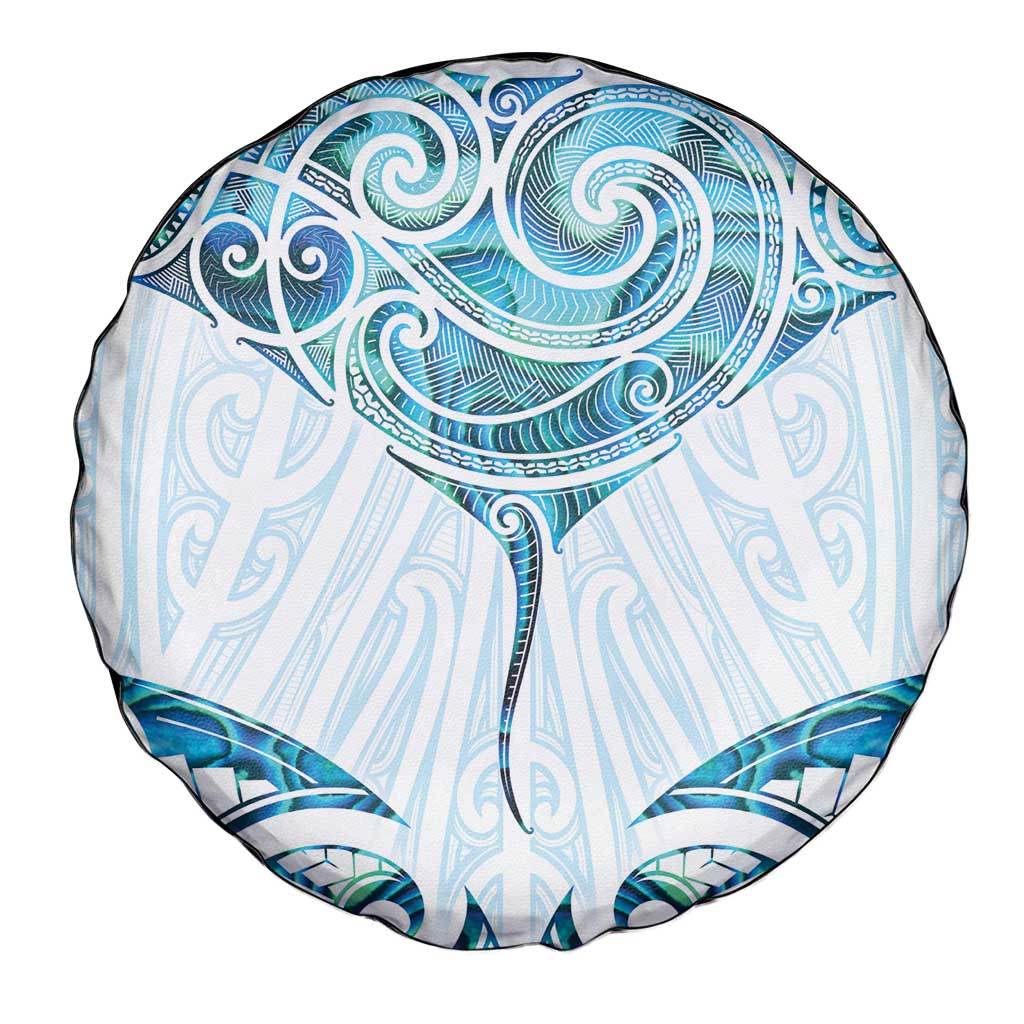 New Zealand Manta Ray Tattoo Spare Tire Cover Aotearoa Maori Haehae Paua Shell - Polynesian Pride
