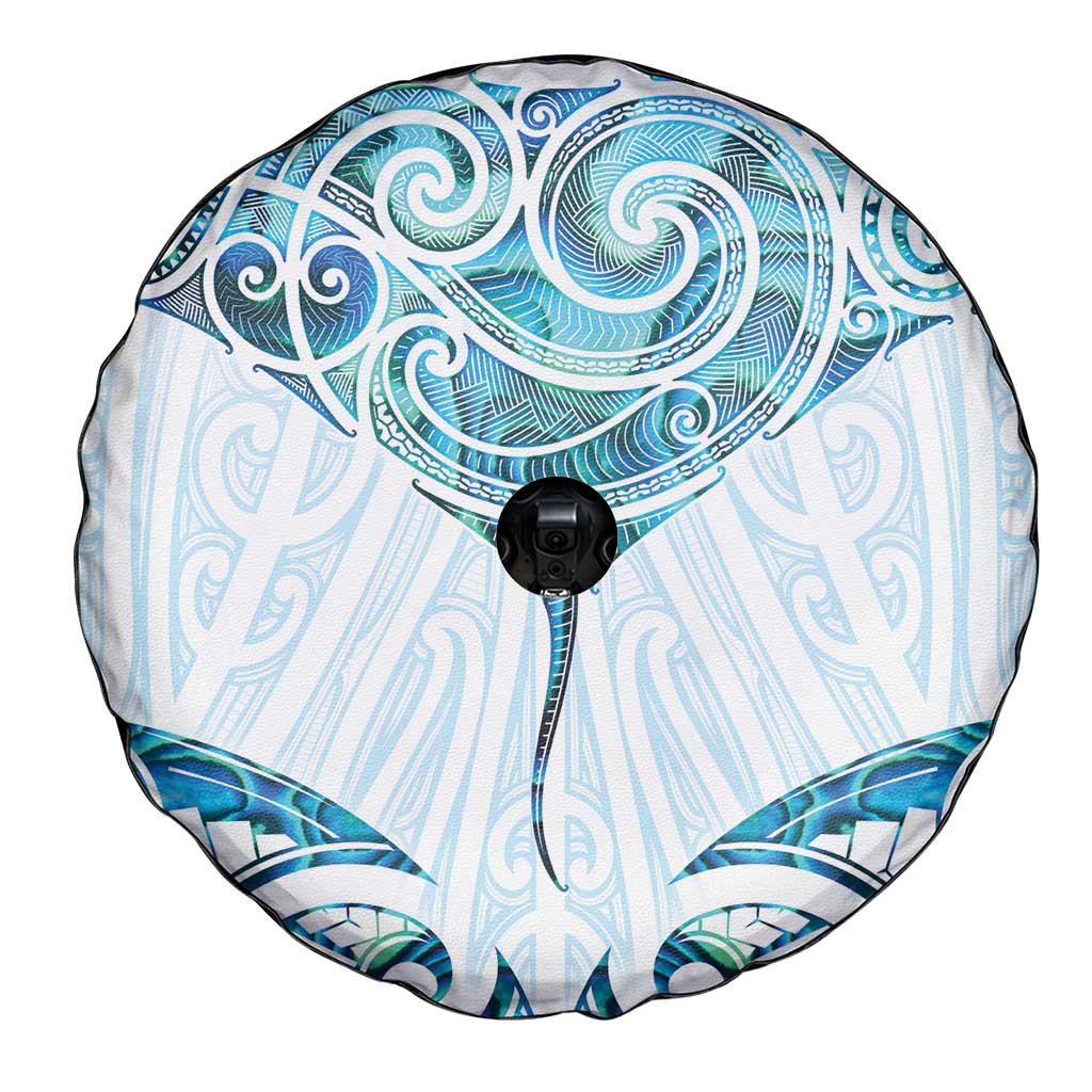 New Zealand Manta Ray Tattoo Spare Tire Cover Aotearoa Maori Haehae Paua Shell - Polynesian Pride