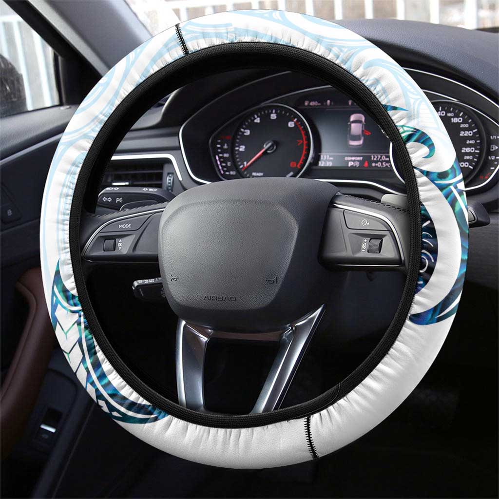 New Zealand Manta Ray Tattoo Steering Wheel Cover Aotearoa Maori Haehae Paua Shell LT14 - Polynesian Pride