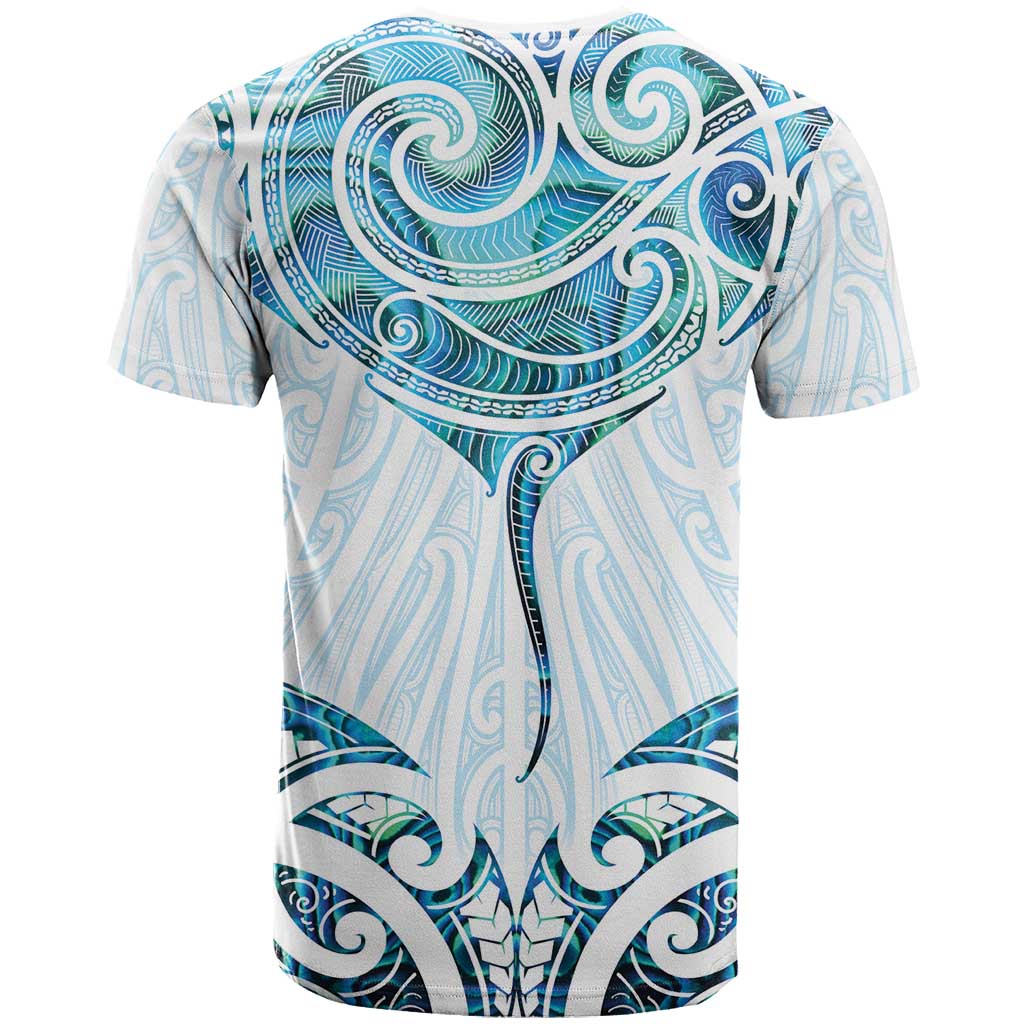 New Zealand Manta Ray Tattoo T Shirt Aotearoa Maori Haehae Paua Shell - Polynesian Pride