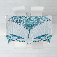 New Zealand Manta Ray Tattoo Tablecloth Aotearoa Maori Haehae Paua Shell LT14 White - Polynesian Pride
