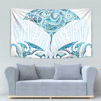 New Zealand Manta Ray Tattoo Tapestry Aotearoa Maori Haehae Paua Shell - Polynesian Pride