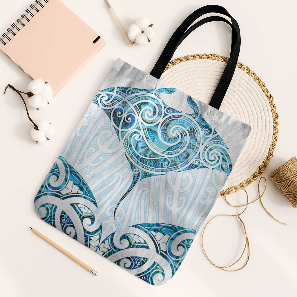 New Zealand Manta Ray Tattoo Tote Bag Aotearoa Maori Haehae Paua Shell - Polynesian Pride