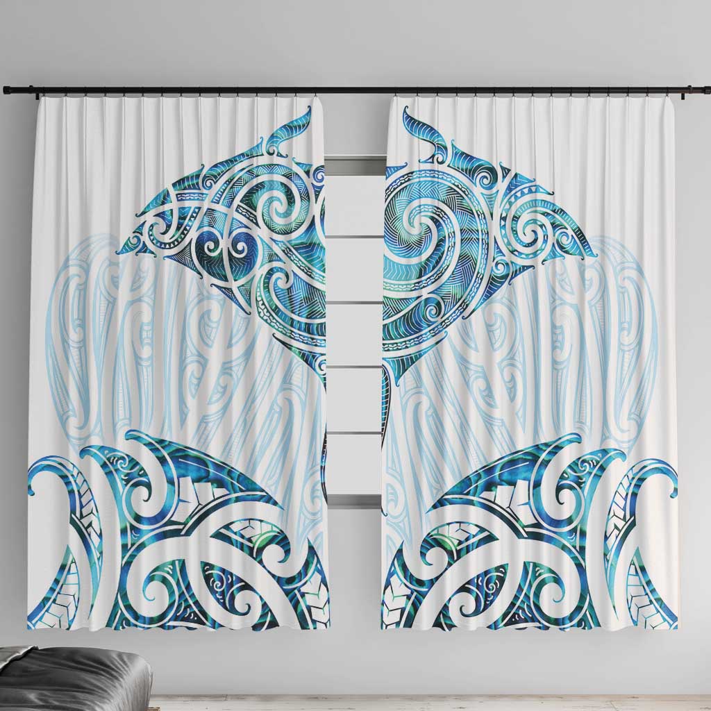 New Zealand Manta Ray Tattoo Window Curtain Aotearoa Maori Haehae Paua Shell - Polynesian Pride