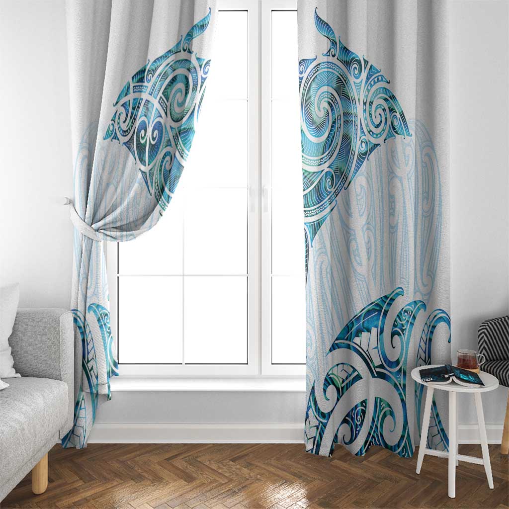 New Zealand Manta Ray Tattoo Window Curtain Aotearoa Maori Haehae Paua Shell - Polynesian Pride