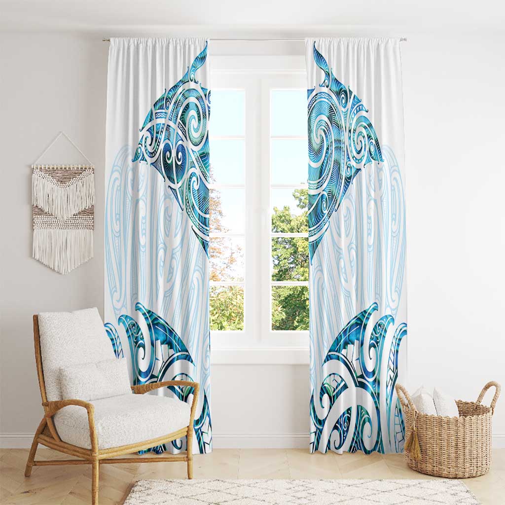 New Zealand Manta Ray Tattoo Window Curtain Aotearoa Maori Haehae Paua Shell - Polynesian Pride