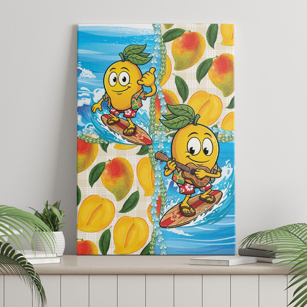 Aloha Hawaii Summer Canvas Wall Art Hawaiian Lei Surfing Mango Palaka Motifs