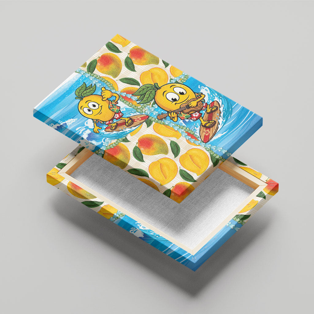 Aloha Hawaii Summer Canvas Wall Art Hawaiian Lei Surfing Mango Palaka Motifs