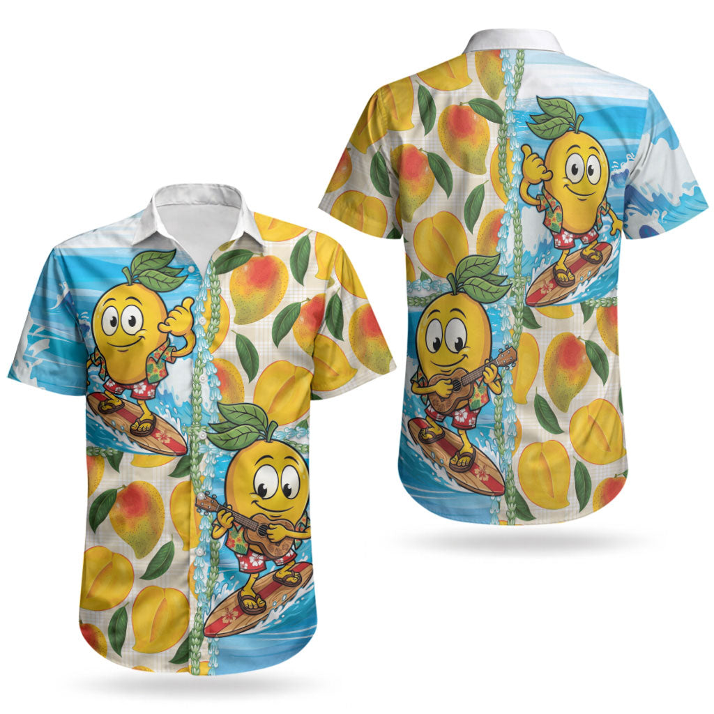 Aloha Hawaii Summer Couples Matching Off Shoulder Short Dress and Hawaiian Shirt Hawaiian Lei Surfing Mango Palaka Motifs