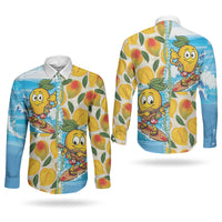 Aloha Hawaii Summer Couples Matching Short Sleeve Bodycon Dress and Long Sleeve Button Shirt Hawaiian Lei Surfing Mango Palaka Motifs