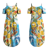 Aloha Hawaii Summer Couples Matching Summer Maxi Dress and Hawaiian Shirt Hawaiian Lei Surfing Mango Palaka Motifs