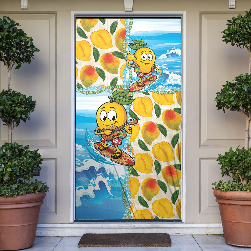 Aloha Hawaii Summer Door Cover Hawaiian Lei Surfing Mango Palaka Motifs