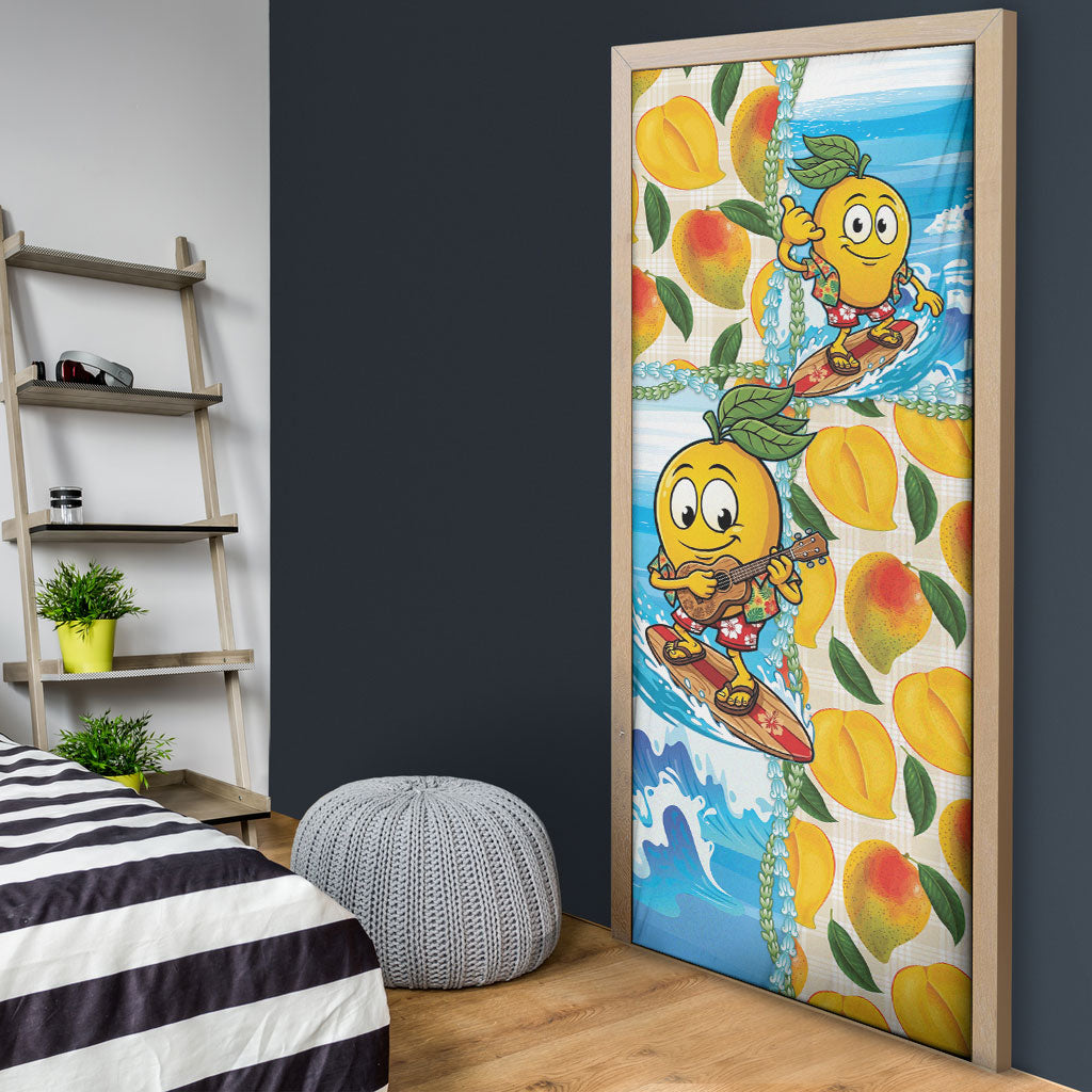 Aloha Hawaii Summer Door Cover Hawaiian Lei Surfing Mango Palaka Motifs