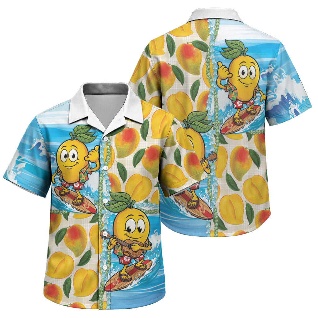 Aloha Hawaii Summer Family Matching Mermaid Dress and Hawaiian Shirt Hawaiian Lei Surfing Mango Palaka Motifs LT14 Son's Shirt Blue - Polynesian Pride