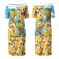 Aloha Hawaii Summer Family Matching Puletasi and Hawaiian Shirt Hawaiian Lei Surfing Mango Palaka Motifs