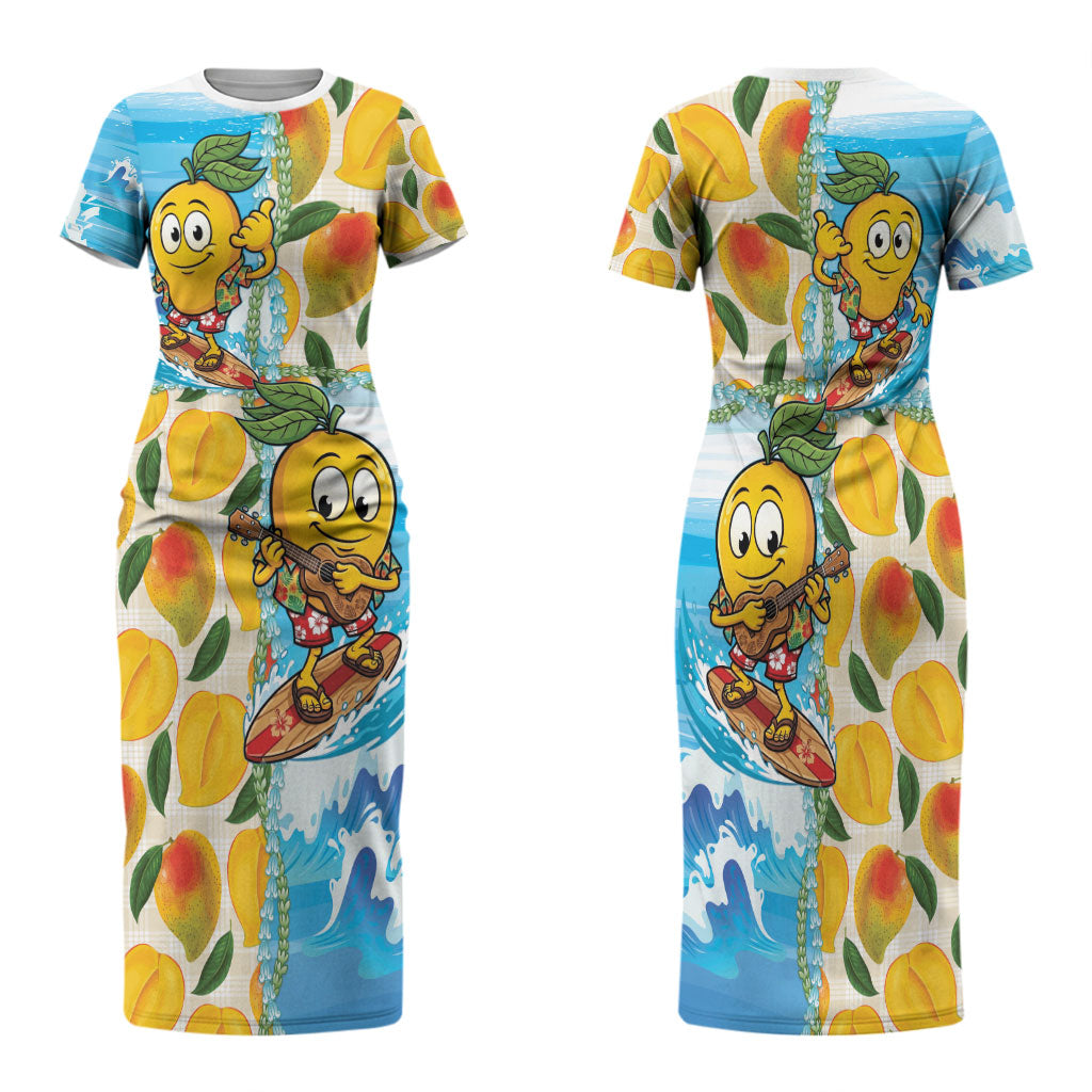 Aloha Hawaii Summer Family Matching Short Sleeve Bodycon Dress and Hawaiian Shirt Hawaiian Lei Surfing Mango Palaka Motifs
