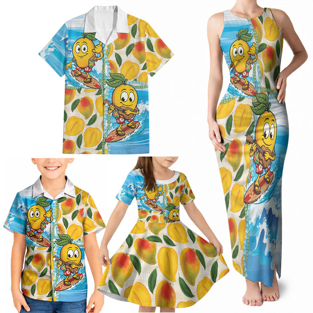 Aloha Hawaii Summer Family Matching Tank Maxi Dress and Hawaiian Shirt Hawaiian Lei Surfing Mango Palaka Motifs LT14 - Polynesian Pride