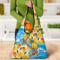 Aloha Hawaii Summer Grocery Bag Hawaiian Lei Surfing Mango Palaka Motifs LT14 - Polynesian Pride
