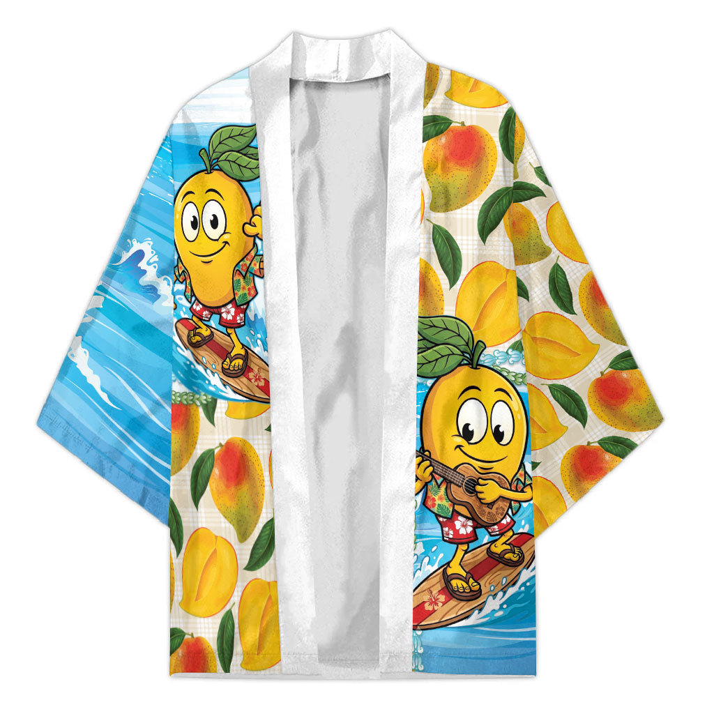 Aloha Hawaii Summer Kimono Hawaiian Lei Surfing Mango Palaka Motifs LT14 Unisex Blue - Polynesian Pride