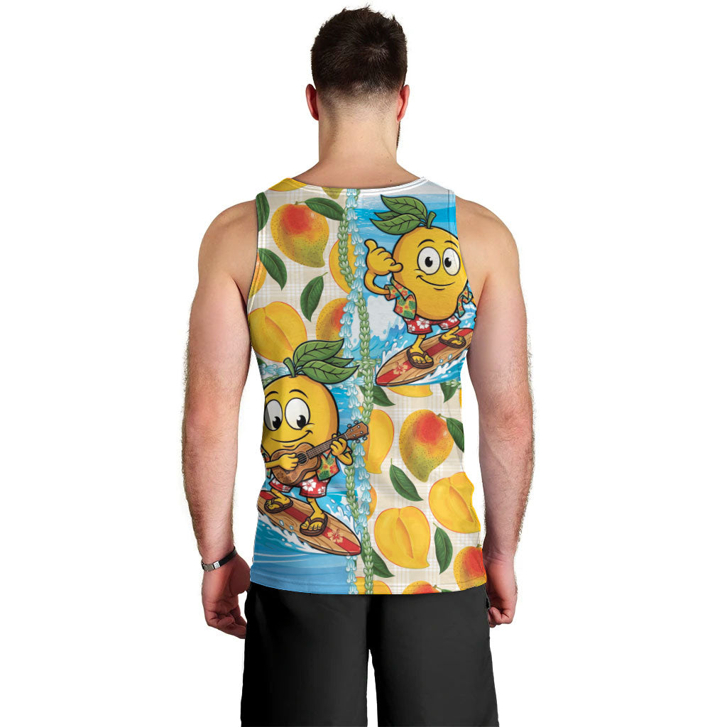 Aloha Hawaii Summer Men Tank Top Hawaiian Lei Surfing Mango Palaka Motifs