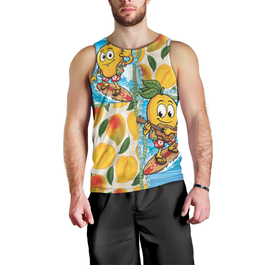 Aloha Hawaii Summer Men Tank Top Hawaiian Lei Surfing Mango Palaka Motifs