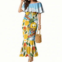 Aloha Hawaii Summer Mermaid Dress Hawaiian Lei Surfing Mango Palaka Motifs
