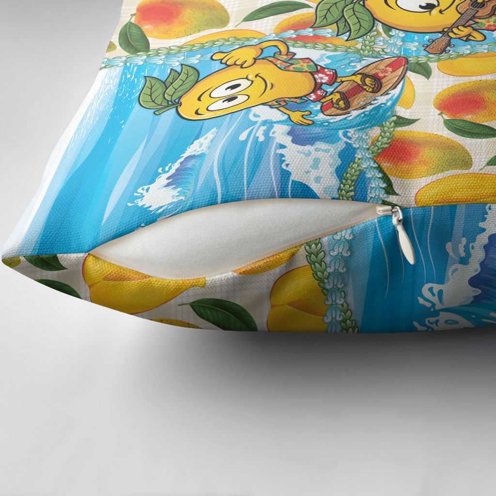Aloha Hawaii Summer Pillow Cover Hawaiian Lei Surfing Mango Palaka Motifs