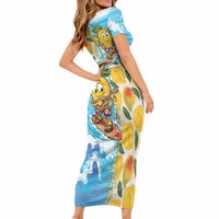 Aloha Hawaii Summer Short Sleeve Bodycon Dress Hawaiian Lei Surfing Mango Palaka Motifs
