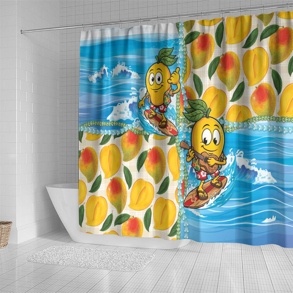 Aloha Hawaii Summer Shower Curtain Hawaiian Lei Surfing Mango Palaka Motifs